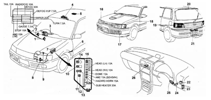 Diagram Fuse dan Relay Box Toyota Starlet